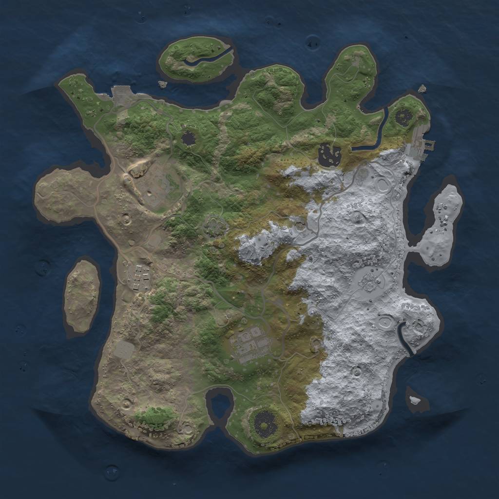 Rust Map: Procedural Map, Size: 3000, Seed: 72654, 11 Monuments