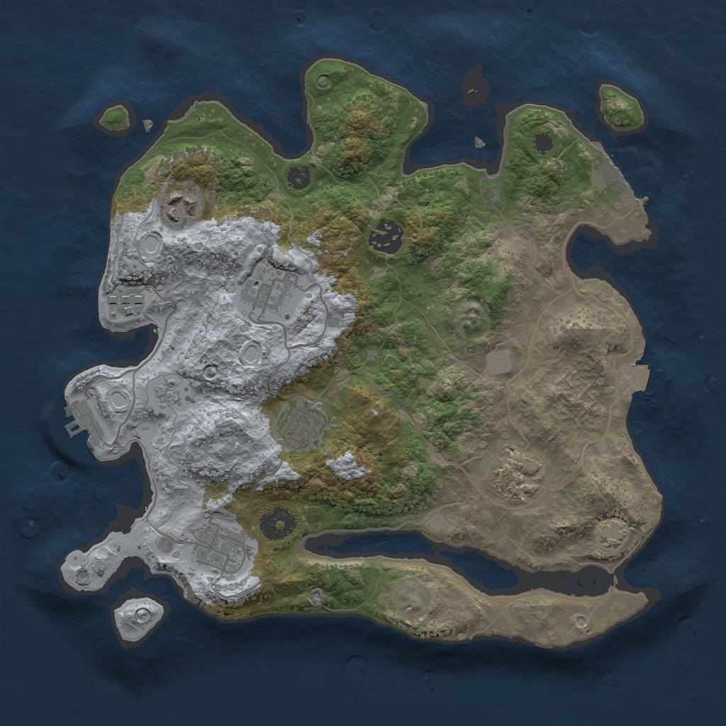 Rust Map: Procedural Map, Size: 3200, Seed: 64543, 14 Monuments
