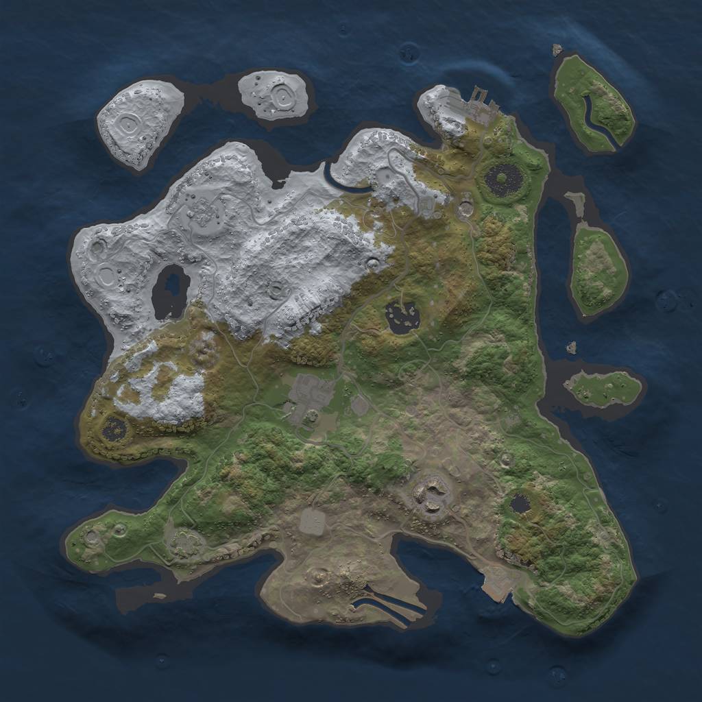 Rust Map: Procedural Map, Size: 3000, Seed: 123851079, 10 Monuments