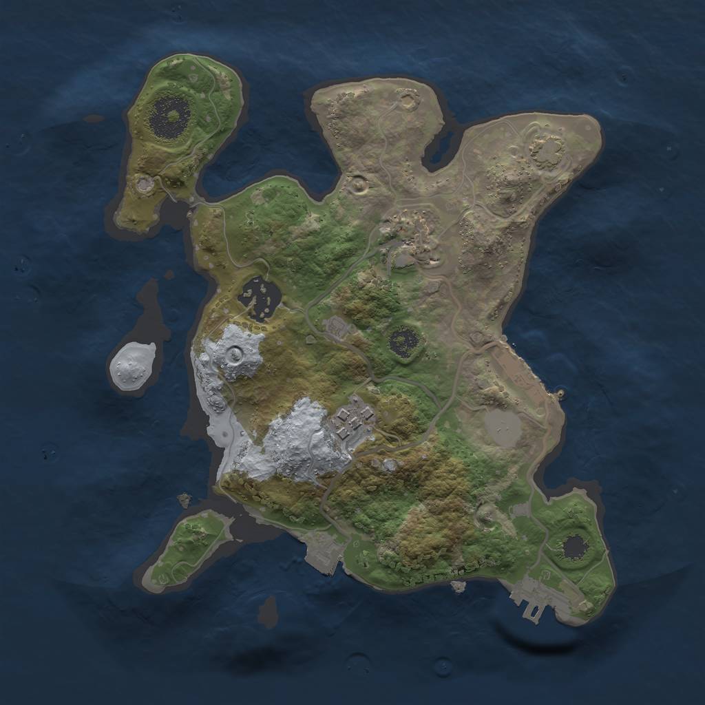 Rust Map: Procedural Map, Size: 2500, Seed: 36633, 9 Monuments