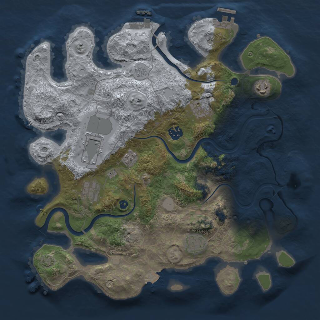 Rust Map: Procedural Map, Size: 3500, Seed: 71080212, 13 Monuments