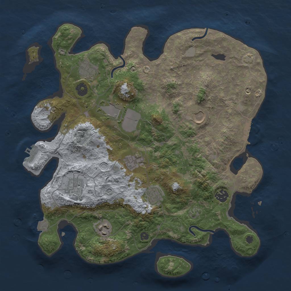 Rust Map: Procedural Map, Size: 3500, Seed: 885562525, 15 Monuments