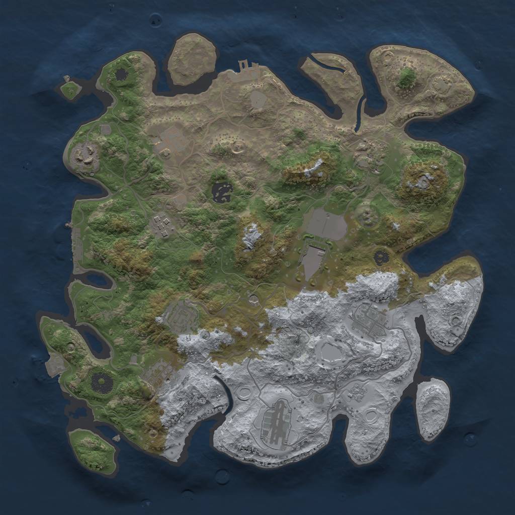 Rust Map: Procedural Map, Size: 3500, Seed: 1454297452, 18 Monuments