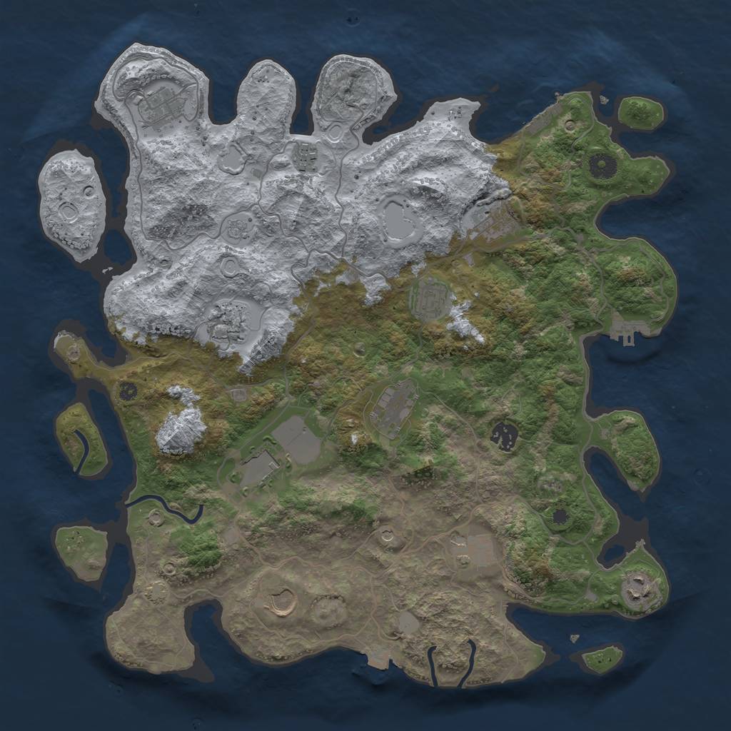 Rust Map: Procedural Map, Size: 4000, Seed: 80924136, 19 Monuments