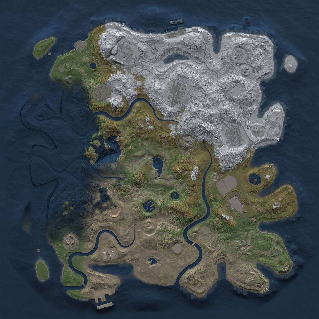 Rust Map: Procedural Map, Size: 4000, Seed: 681268573, 16 Monuments