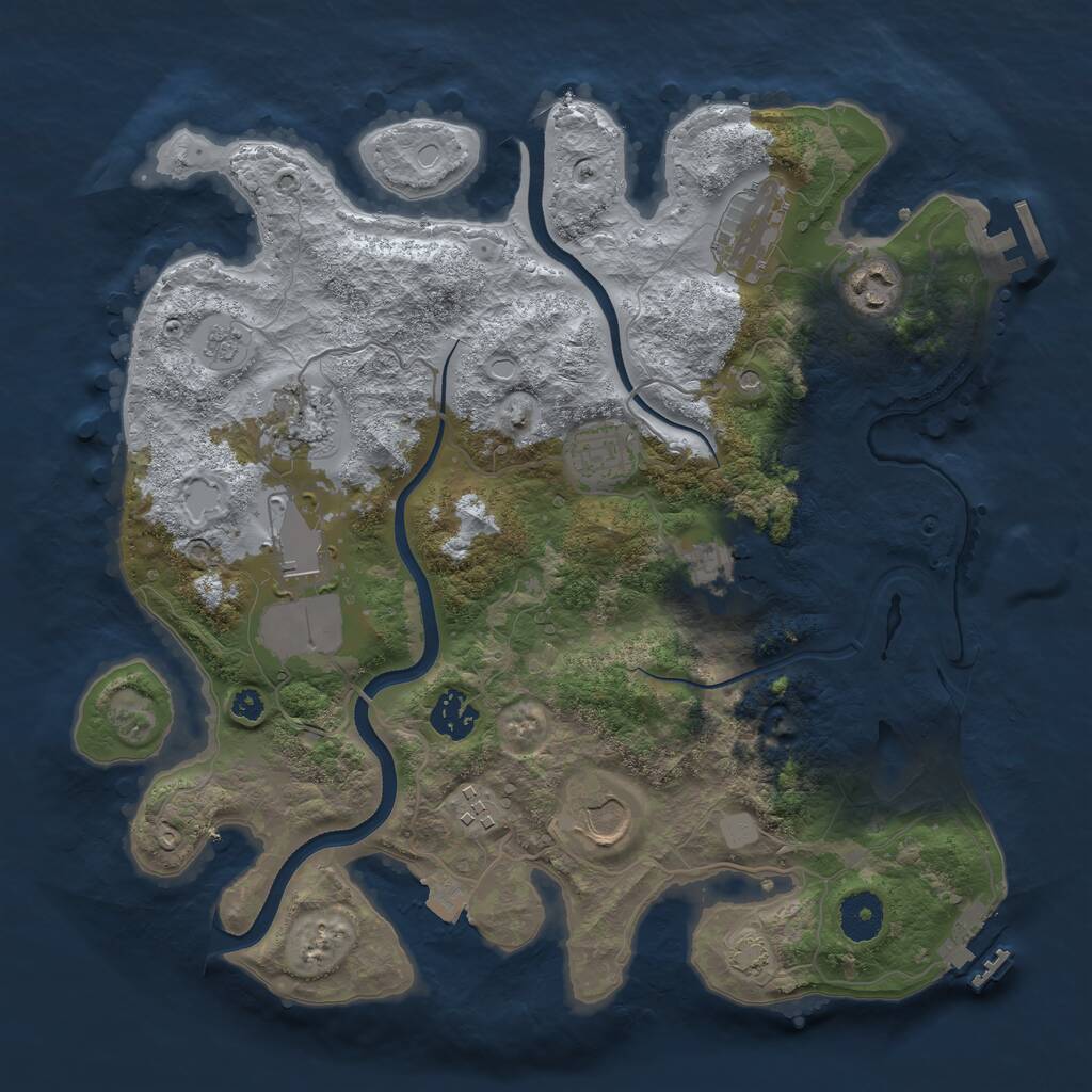 Rust Map: Procedural Map, Size: 3500, Seed: 1096852431, 15 Monuments