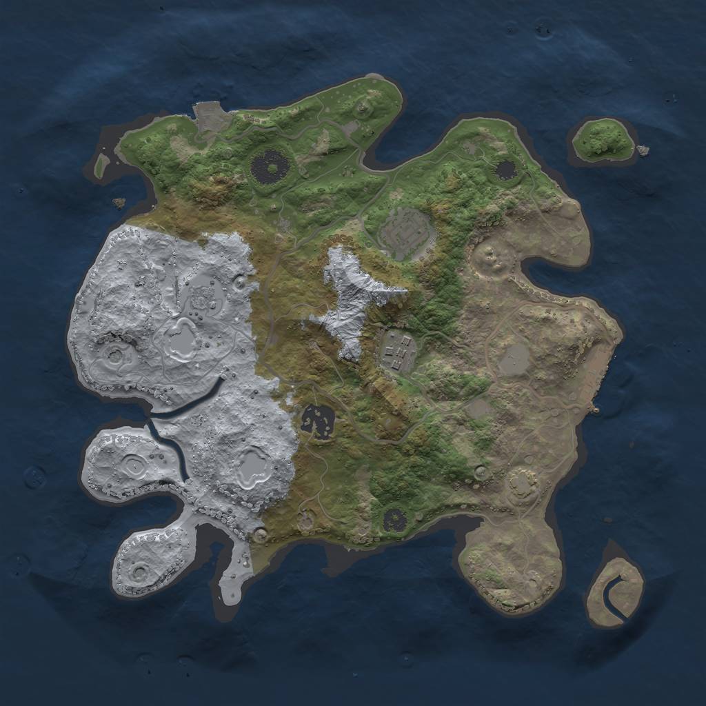 Rust Map: Procedural Map, Size: 3000, Seed: 18745, 10 Monuments