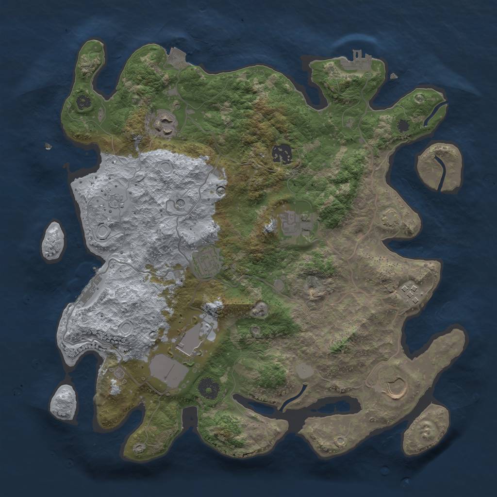 Rust Map: Procedural Map, Size: 3500, Seed: 832650613, 15 Monuments