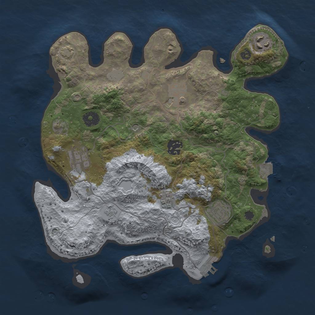 Rust Map: Procedural Map, Size: 3000, Seed: 1041382052, 13 Monuments