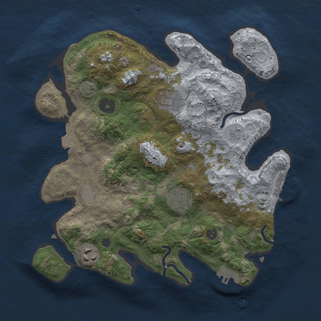 Rust Map: Procedural Map, Size: 3000, Seed: 33322, 11 Monuments