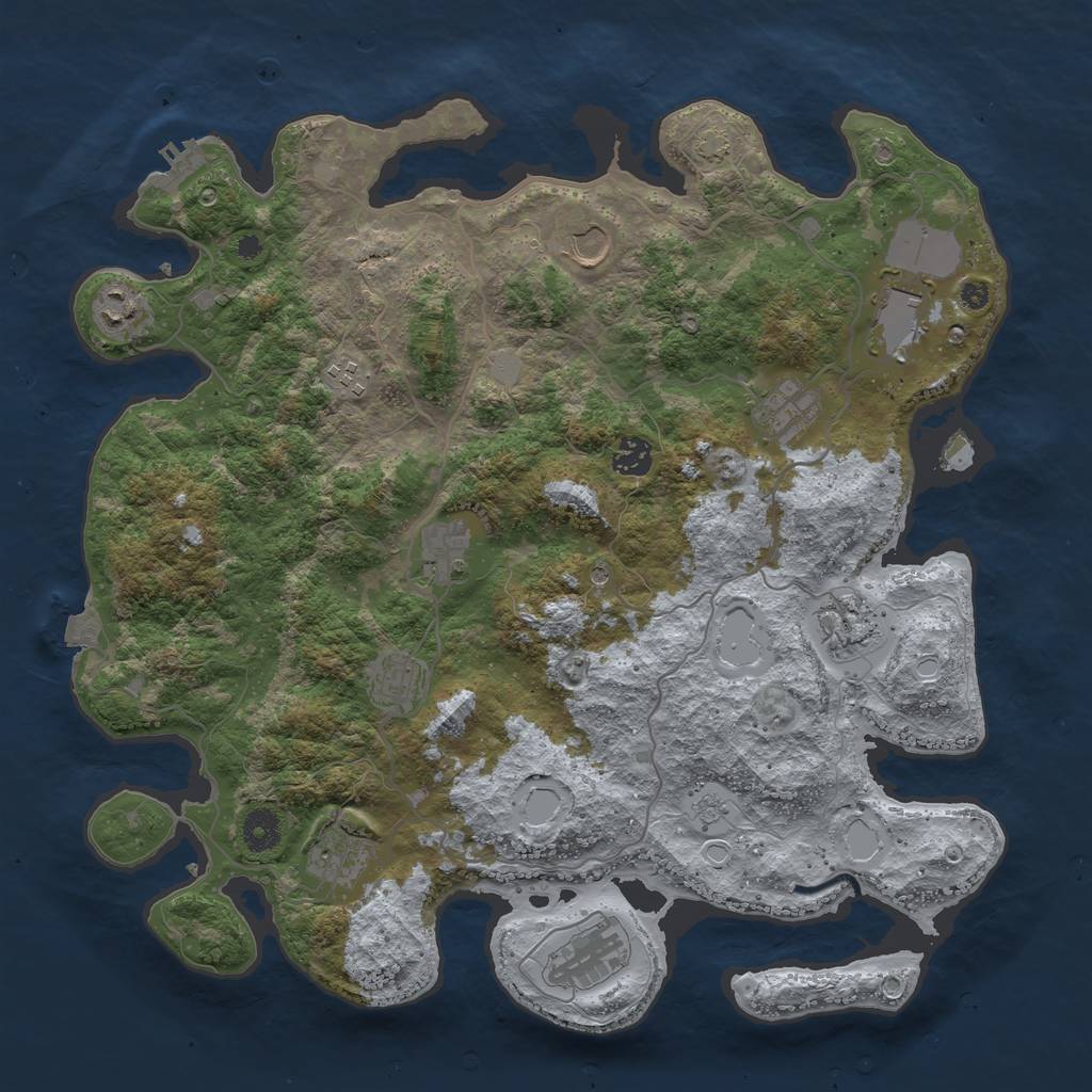 Rust Map: Procedural Map, Size: 4000, Seed: 756358384, 18 Monuments