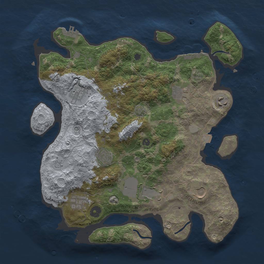 Rust Map: Procedural Map, Size: 3500, Seed: 911088088, 15 Monuments
