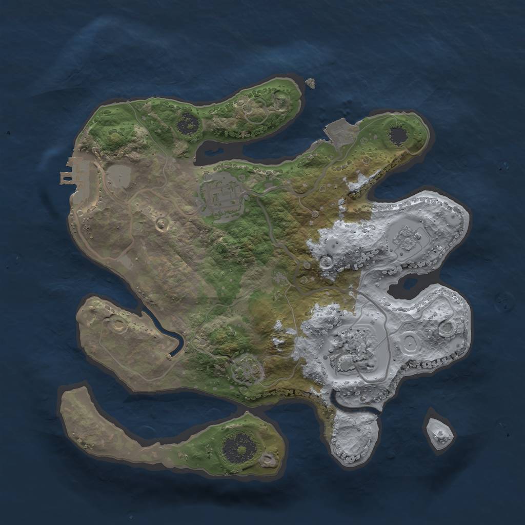 Rust Map: Procedural Map, Size: 2500, Seed: 479070036, 8 Monuments