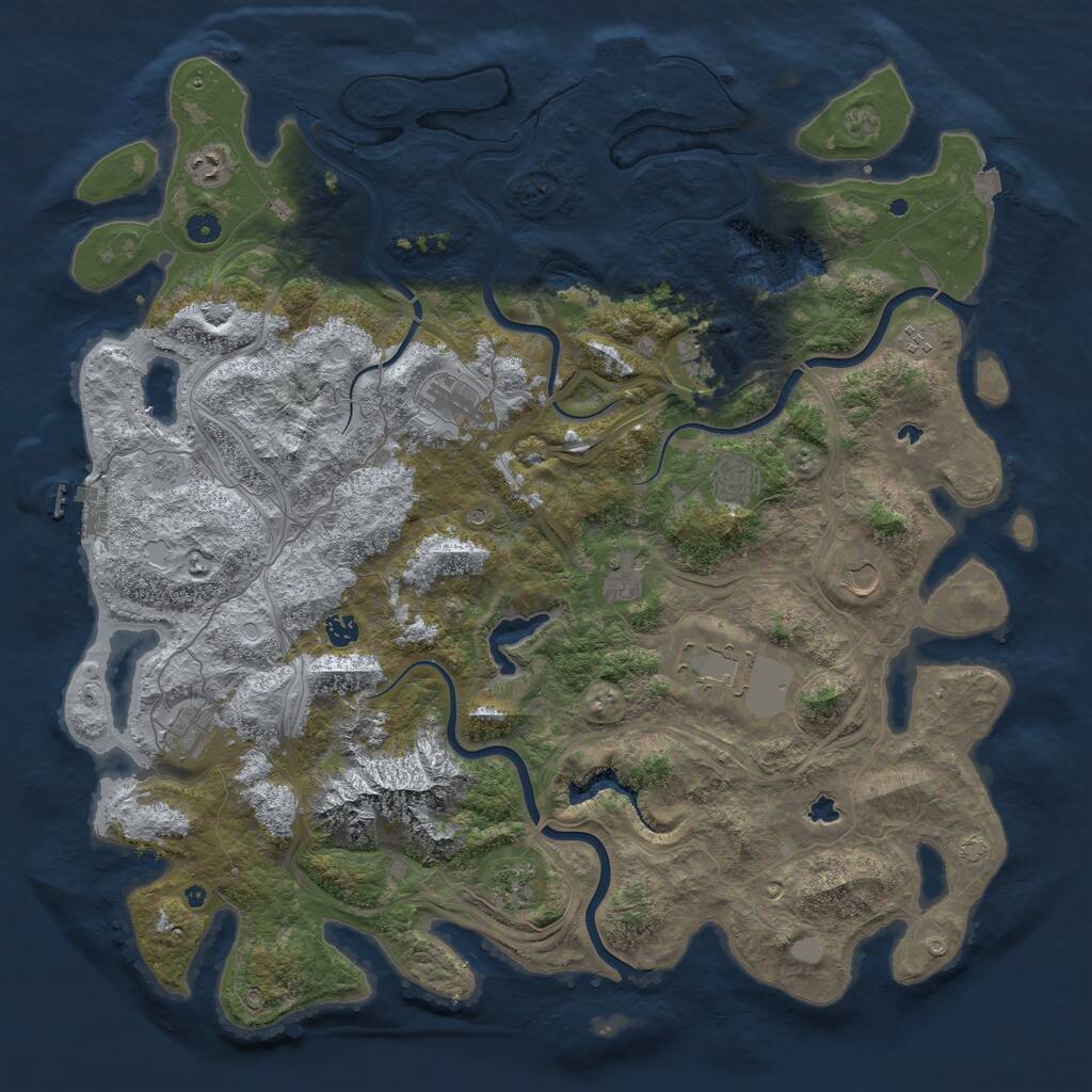 Rust Map: Procedural Map, Size: 5000, Seed: 1117367844, 17 Monuments