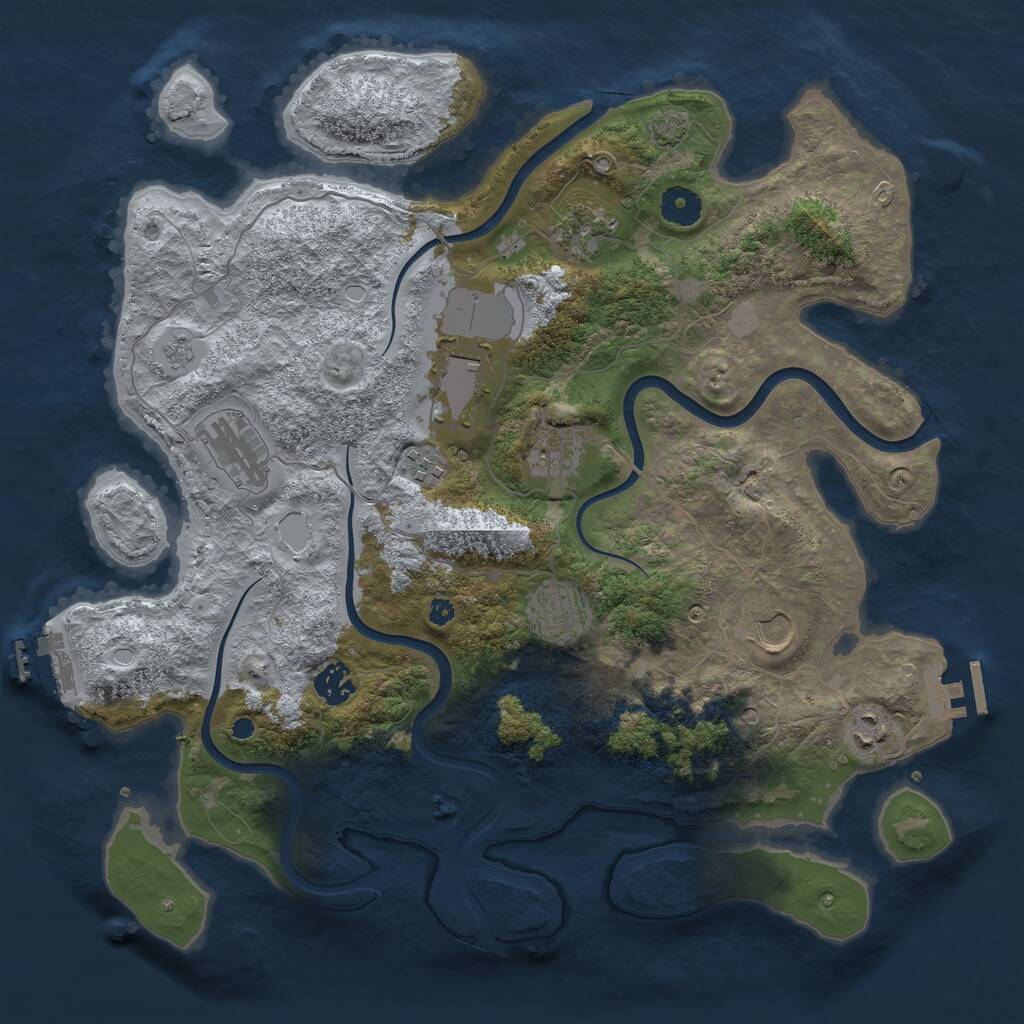 Rust Map: Procedural Map, Size: 3850, Seed: 1088435584, 15 Monuments