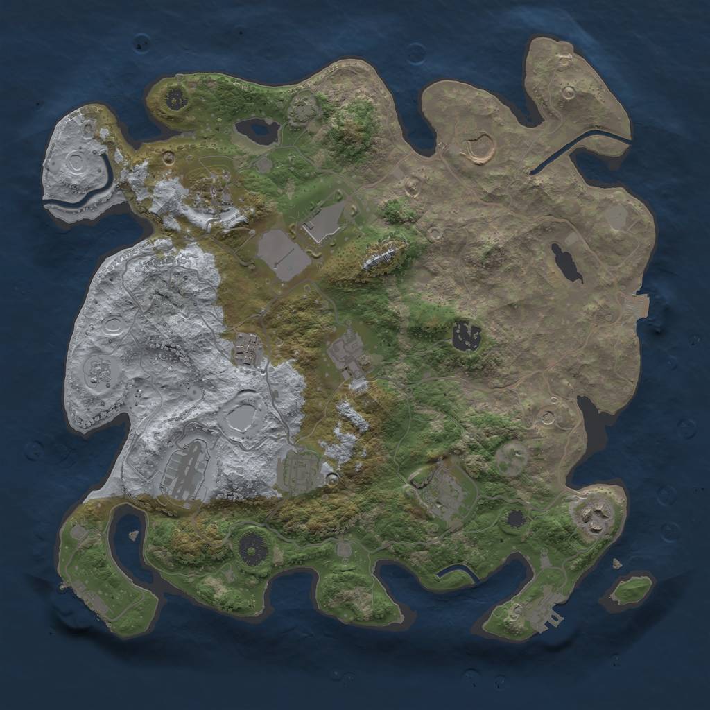 Rust Map: Procedural Map, Size: 3500, Seed: 1595891809, 18 Monuments