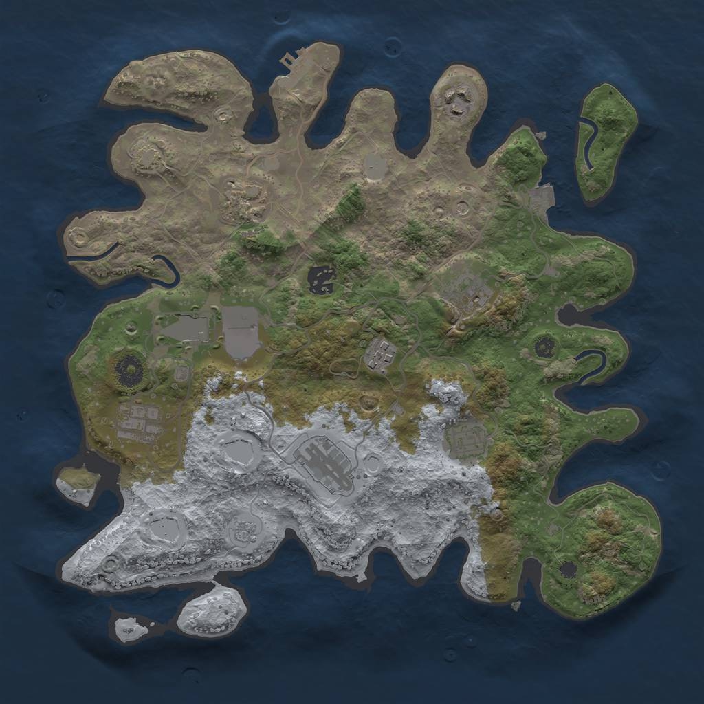 Rust Map: Procedural Map, Size: 3500, Seed: 337007372, 16 Monuments