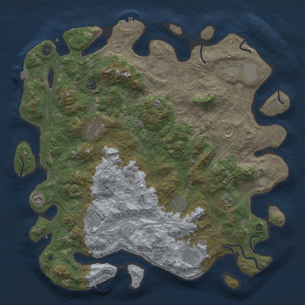 Rust Map: Procedural Map, Size: 4500, Seed: 1666721127, 19 Monuments