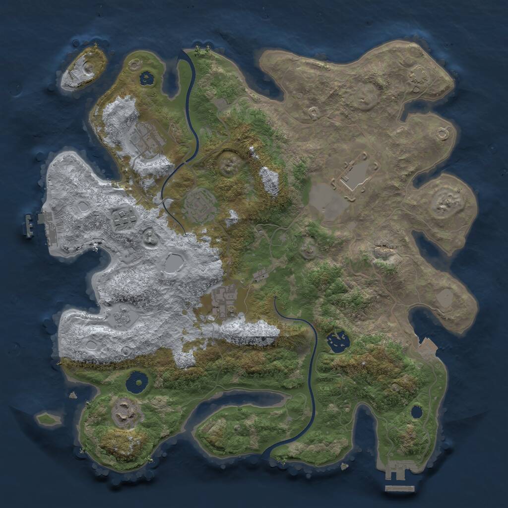 Rust Map: Procedural Map, Size: 3500, Seed: 834278582, 12 Monuments