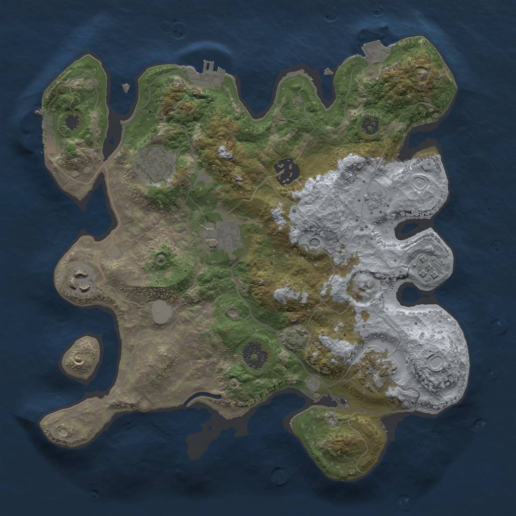 Rust Map: Procedural Map, Size: 3000, Seed: 1941370061, 14 Monuments