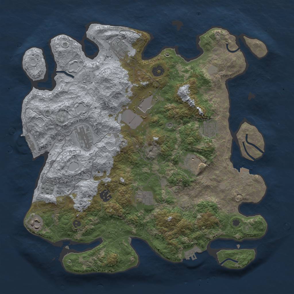 Rust Map: Procedural Map, Size: 3750, Seed: 36428455, 17 Monuments