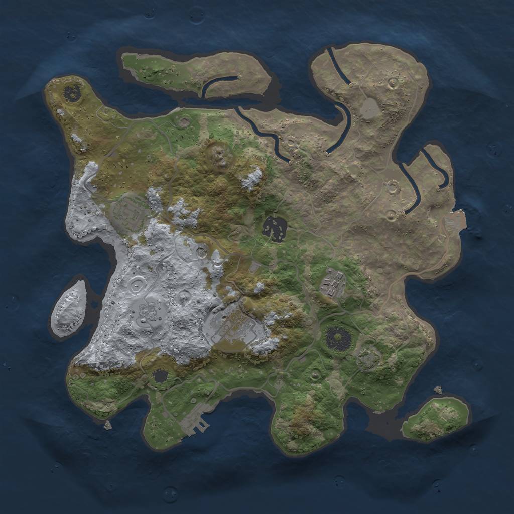 Rust Map: Procedural Map, Size: 3000, Seed: 1348576, 11 Monuments