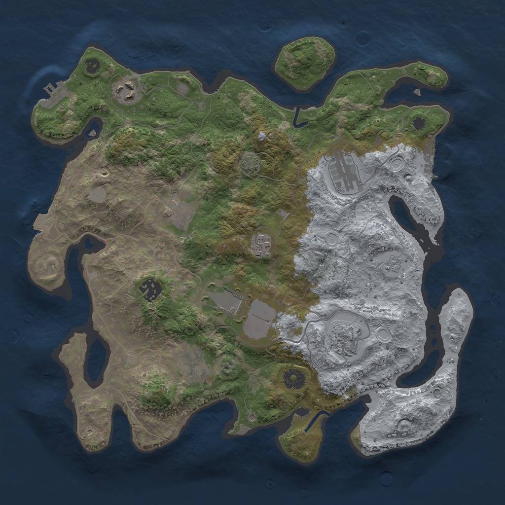 Rust Map: Procedural Map, Size: 3500, Seed: 206617184, 15 Monuments