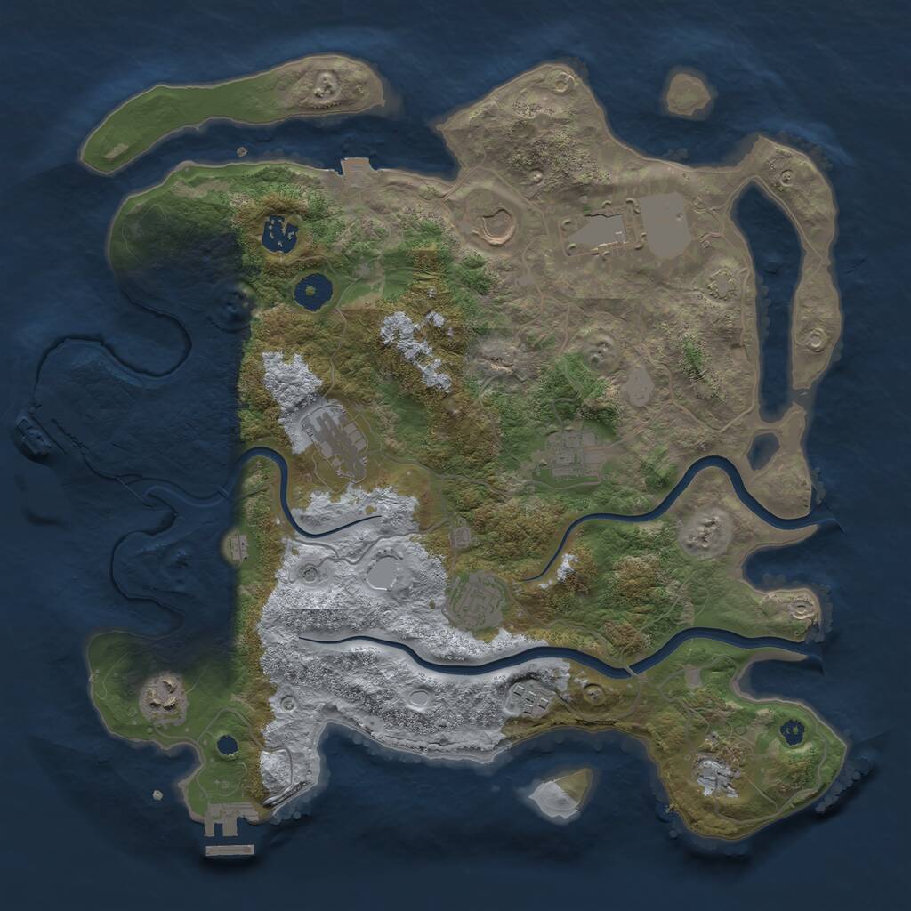 Rust Map: Procedural Map, Size: 3750, Seed: 87437945, 14 Monuments
