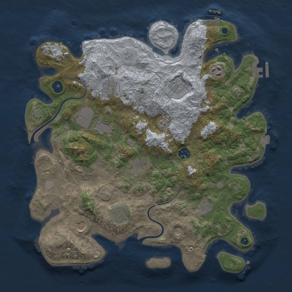 Rust Map: Procedural Map, Size: 3850, Seed: 999225024, 16 Monuments