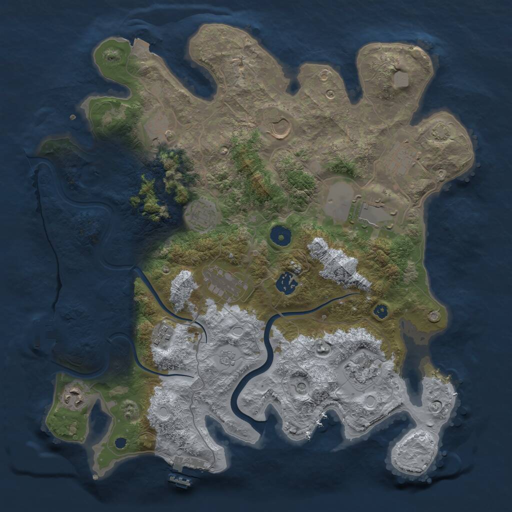 Rust Map: Procedural Map, Size: 3700, Seed: 50, 16 Monuments