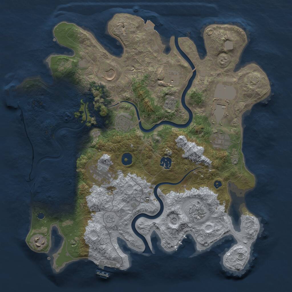 Rust Map: Procedural Map, Size: 3700, Seed: 50, 16 Monuments