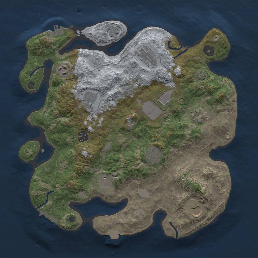 Rust Map: Procedural Map, Size: 3500, Seed: 1321189885, 18 Monuments