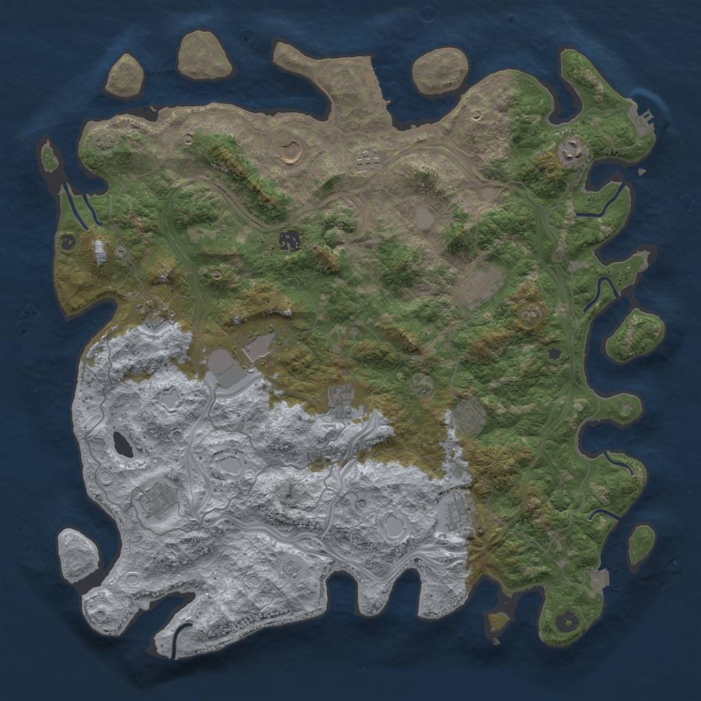 Rust Map: Procedural Map, Size: 4700, Seed: 601853772, 19 Monuments