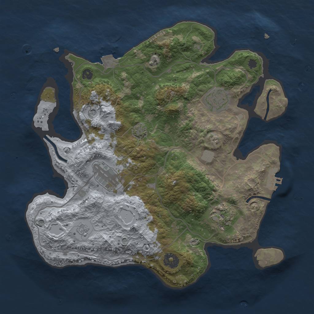 Rust Map: Procedural Map, Size: 3000, Seed: 19837, 10 Monuments