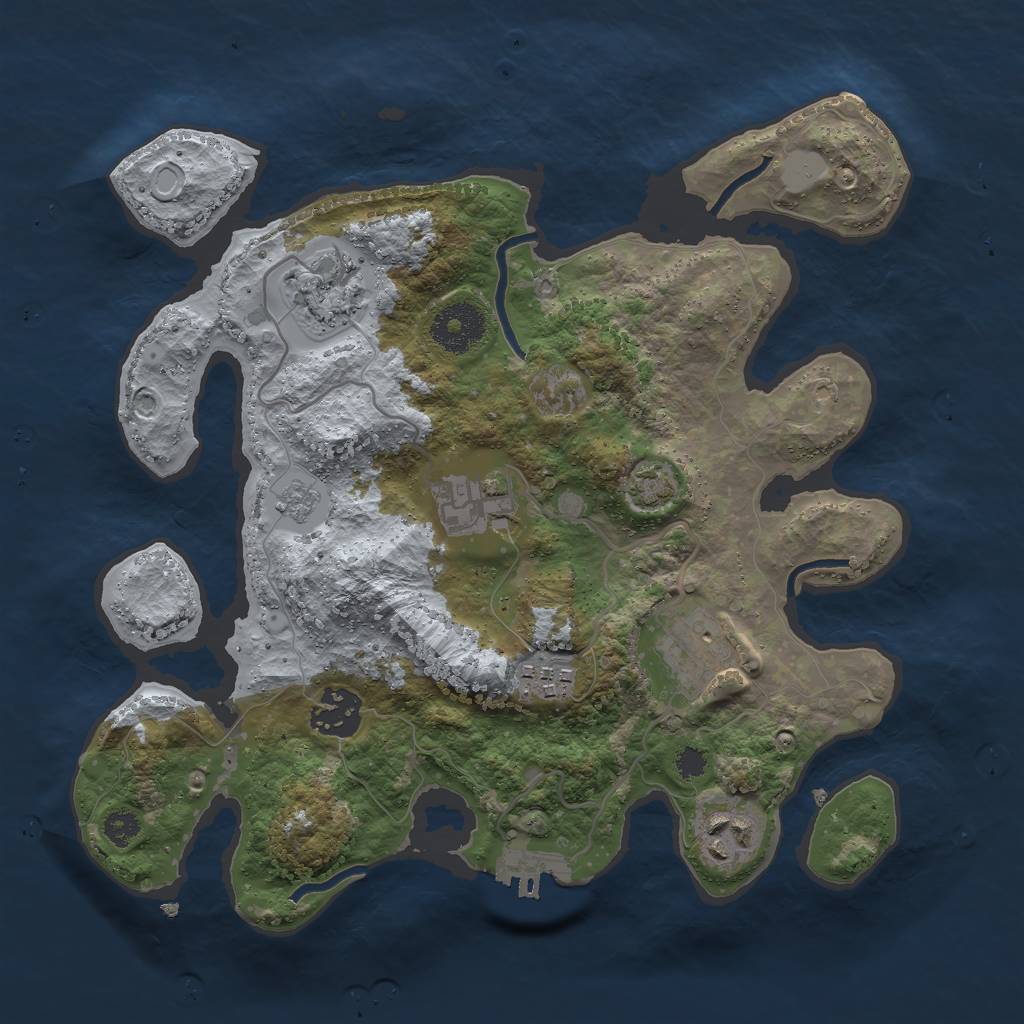 Rust Map: Procedural Map, Size: 3000, Seed: 9370861, 12 Monuments