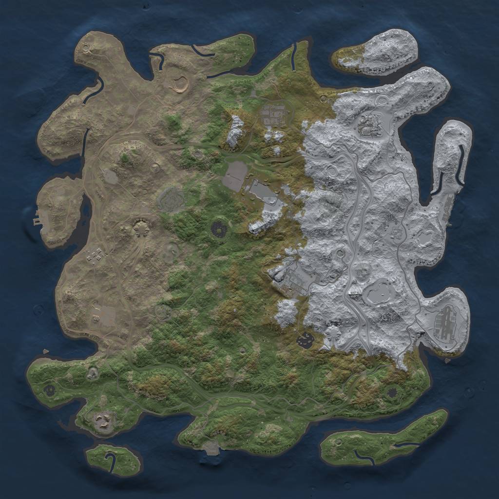 Rust Map: Procedural Map, Size: 4500, Seed: 645754626, 19 Monuments