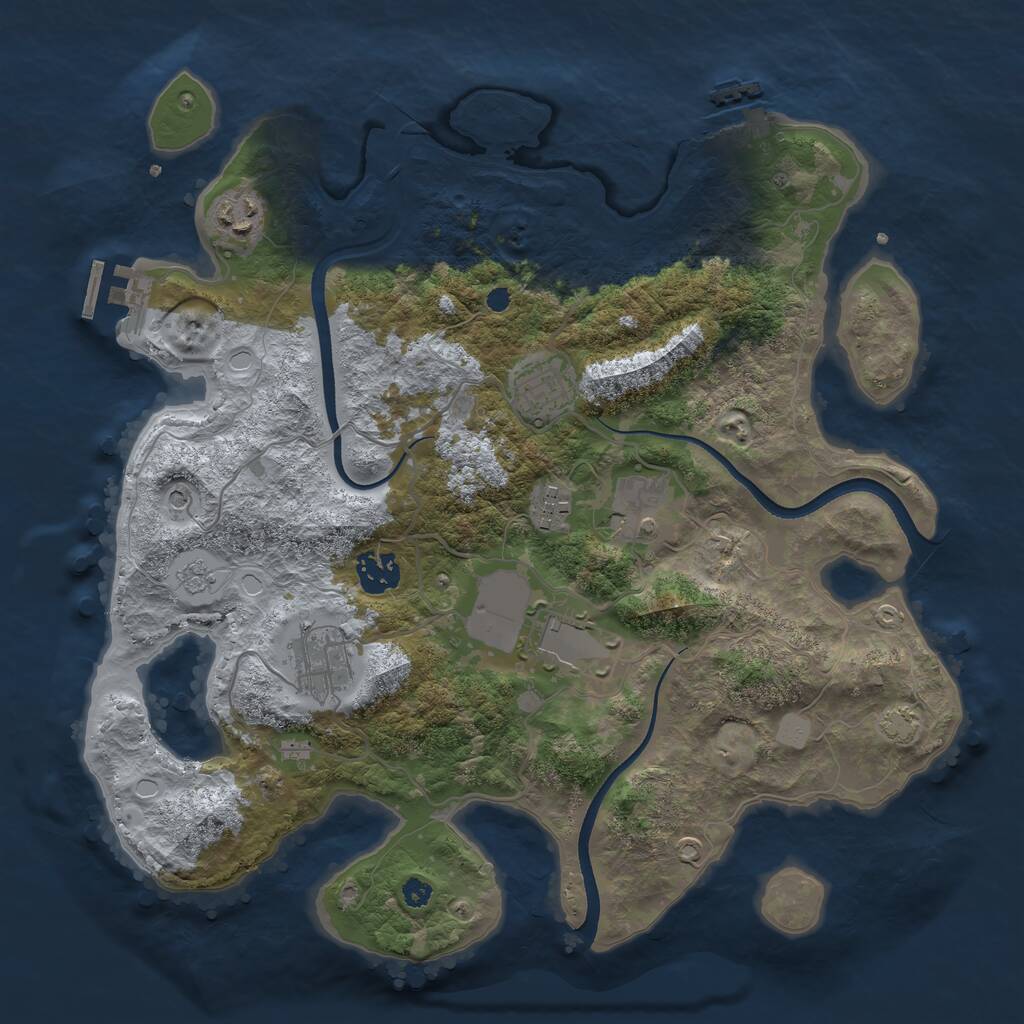 Rust Map: Procedural Map, Size: 3500, Seed: 7042895, 13 Monuments
