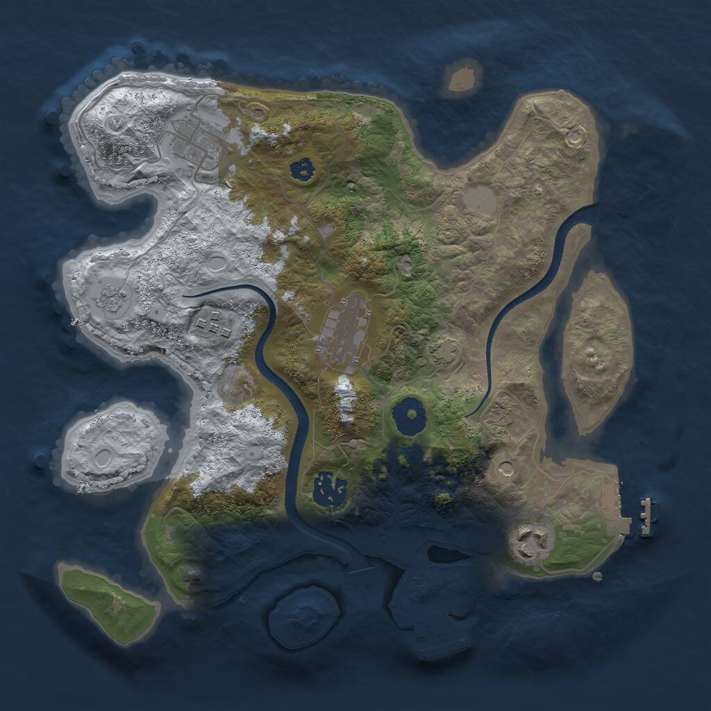 Rust Map: Procedural Map, Size: 3000, Seed: 2145327627, 11 Monuments