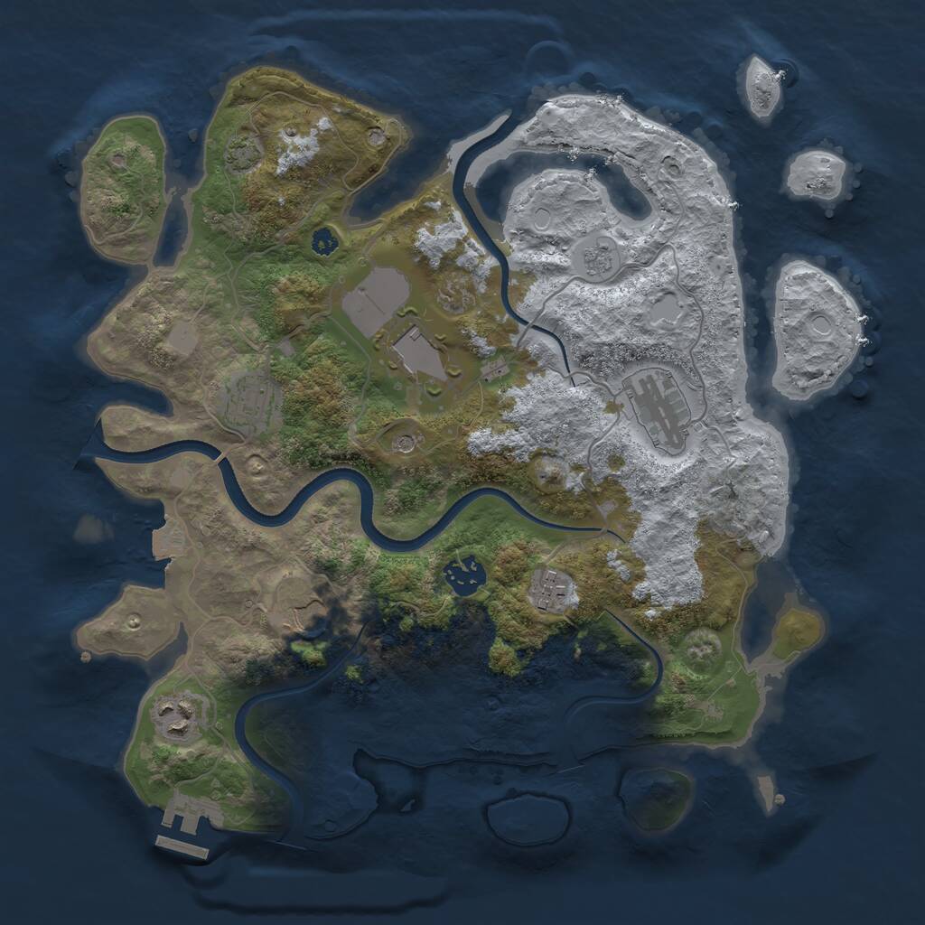 Rust Map: Procedural Map, Size: 3500, Seed: 1860049110, 12 Monuments