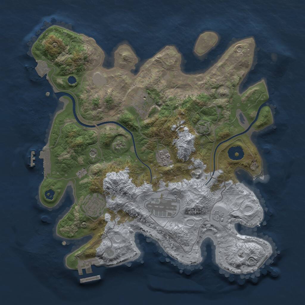 Rust Map: Procedural Map, Size: 3000, Seed: 29626, 10 Monuments