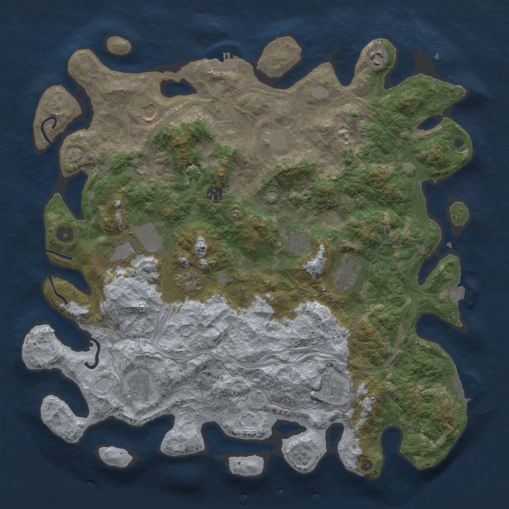 Rust Map: Procedural Map, Size: 4500, Seed: 2013129150, 19 Monuments