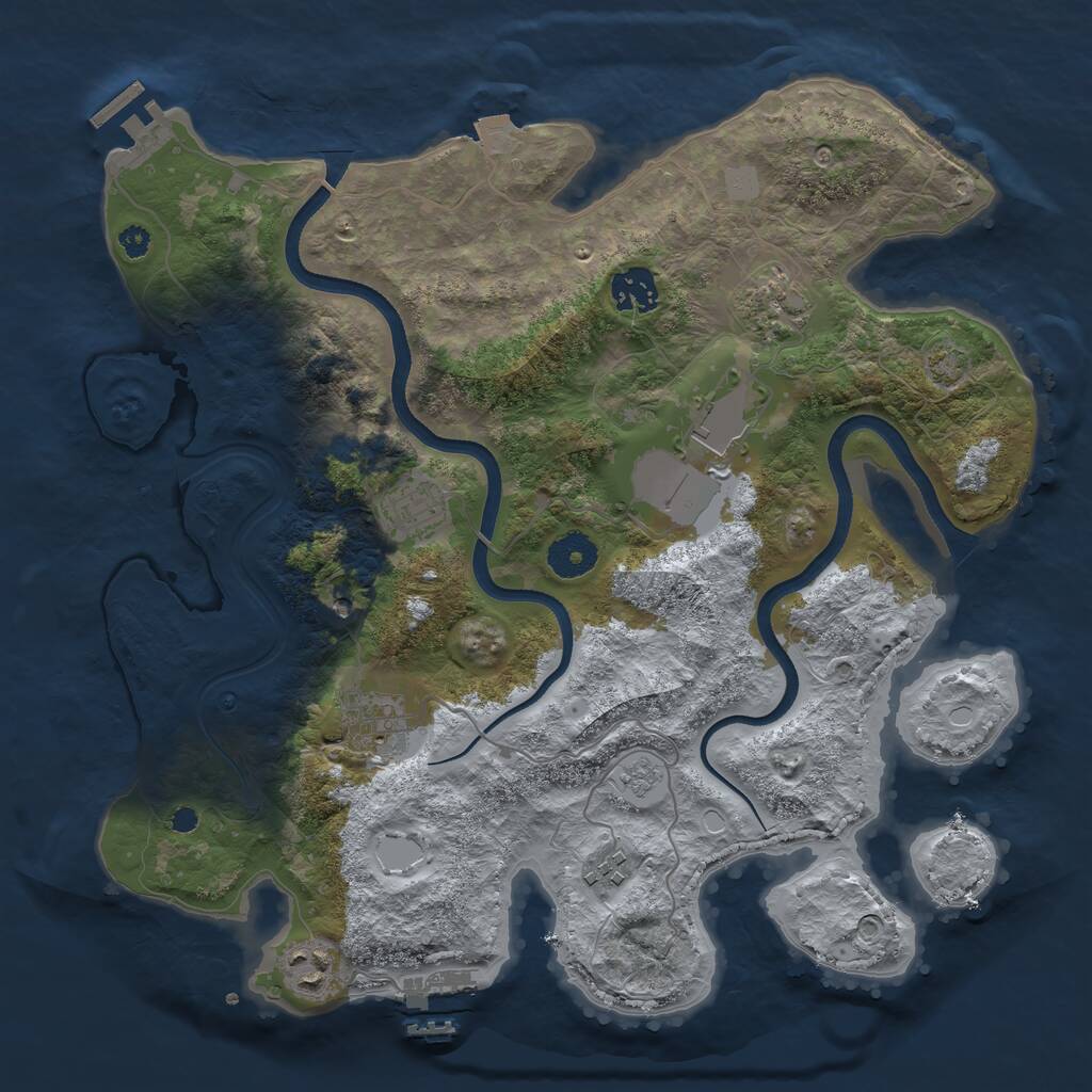 Rust Map: Procedural Map, Size: 3500, Seed: 1753541225, 13 Monuments