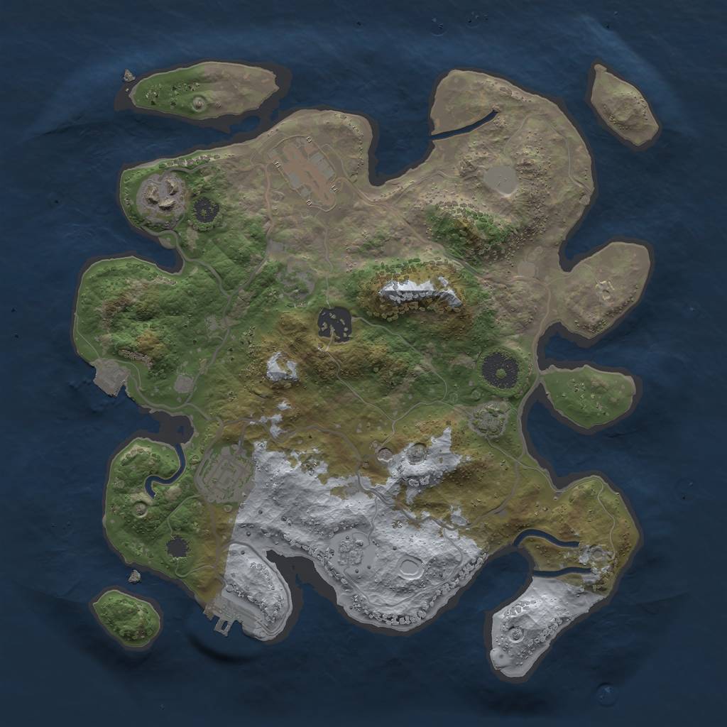 Rust Map: Procedural Map, Size: 3000, Seed: 663766070, 11 Monuments