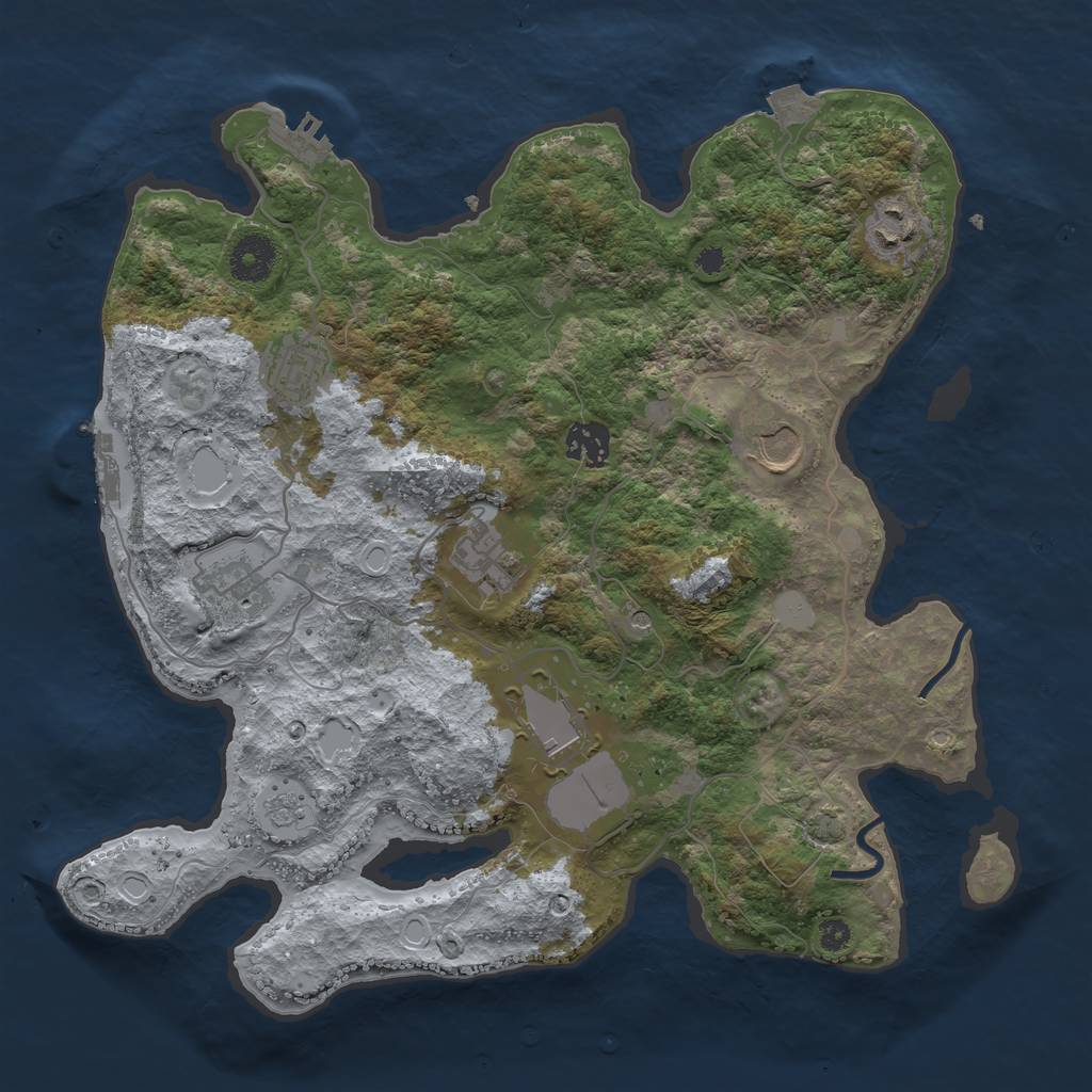 Rust Map: Procedural Map, Size: 3500, Seed: 534225741, 15 Monuments