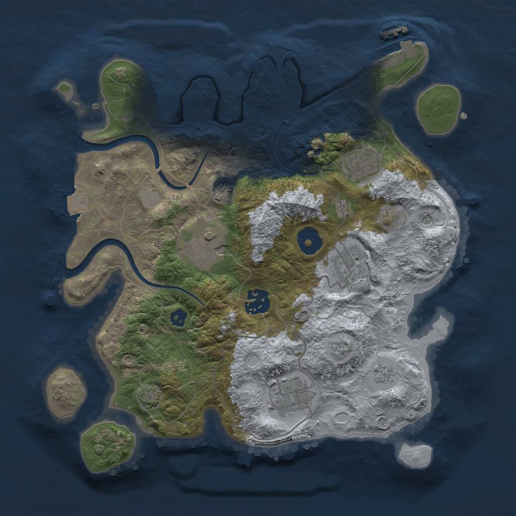 Rust Map: Procedural Map, Size: 3000, Seed: 735068605, 11 Monuments