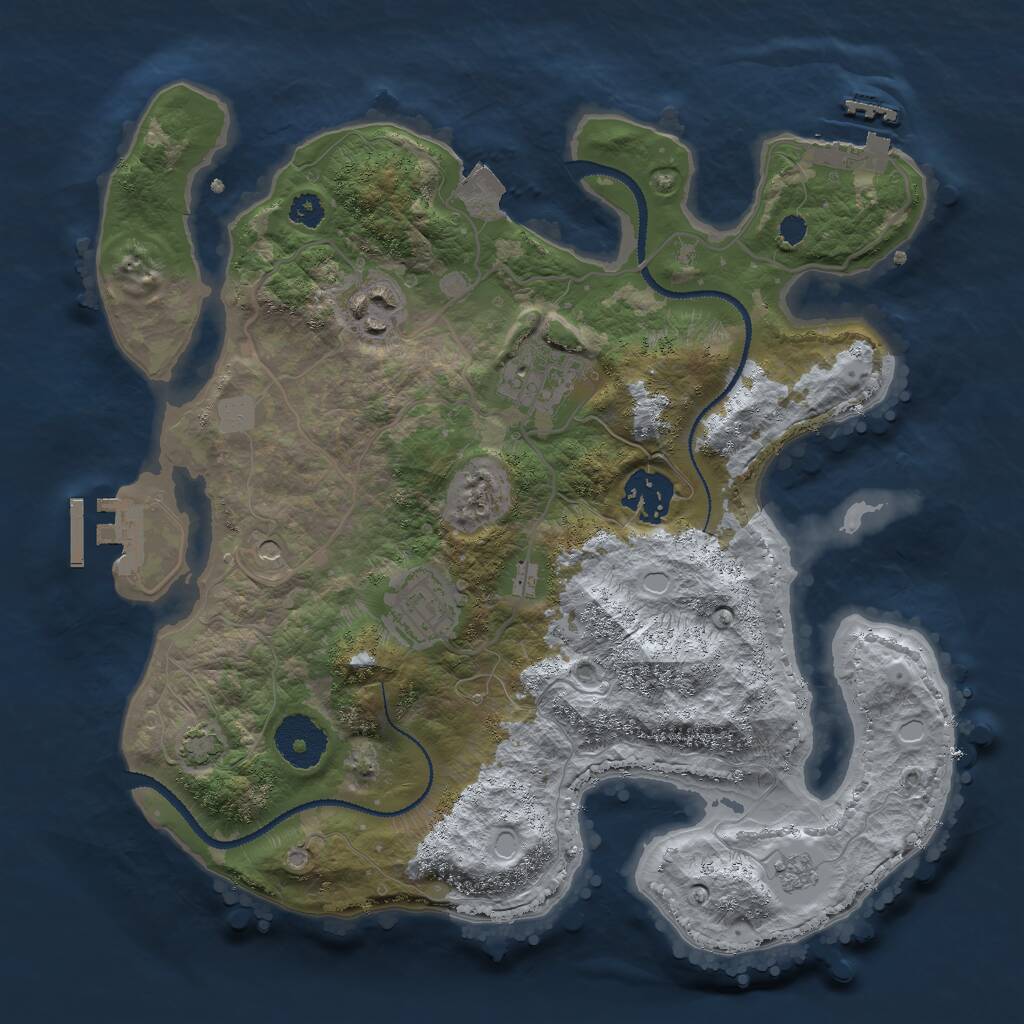 Rust Map: Procedural Map, Size: 3000, Seed: 762594581, 10 Monuments