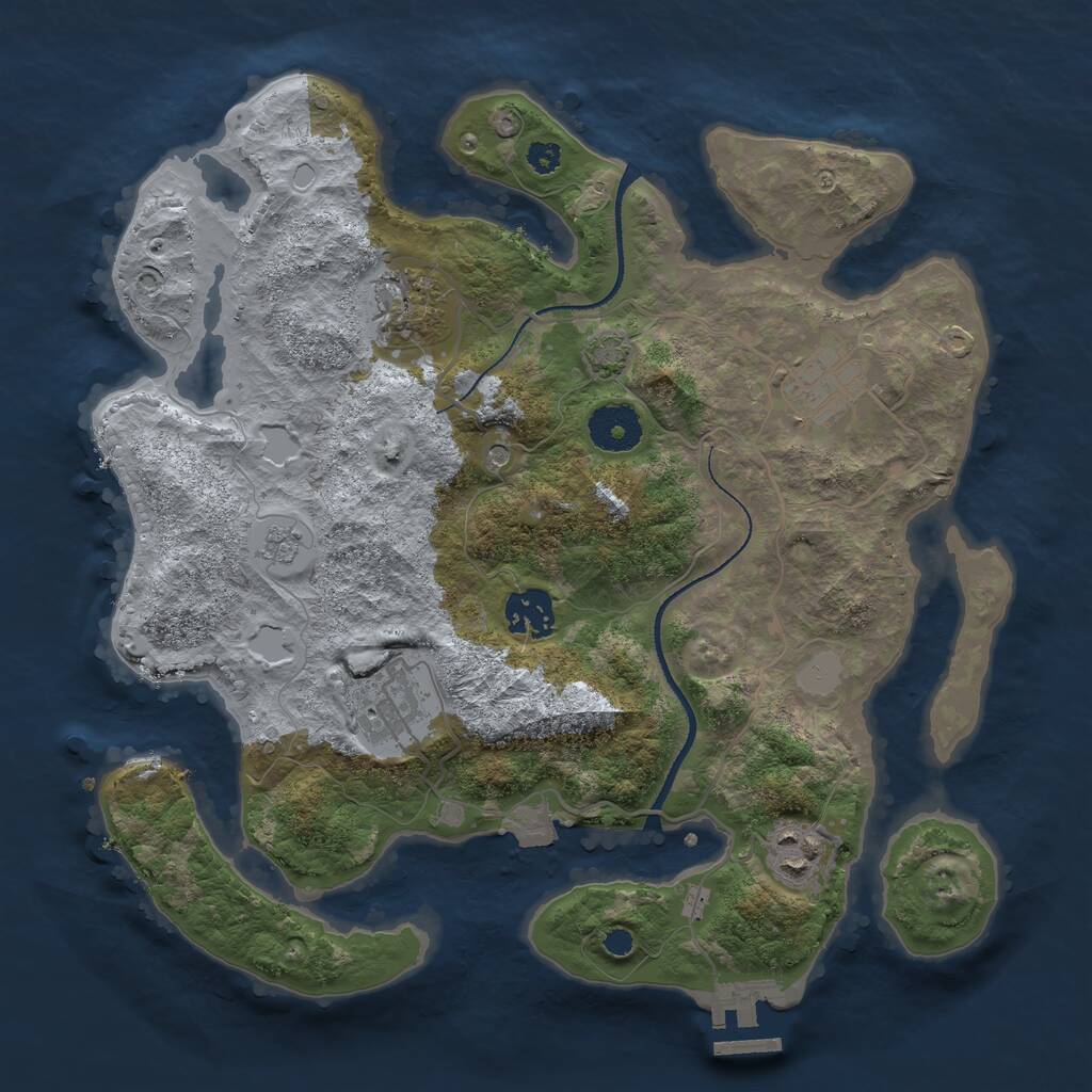 Rust Map: Procedural Map, Size: 3250, Seed: 1854064513, 10 Monuments