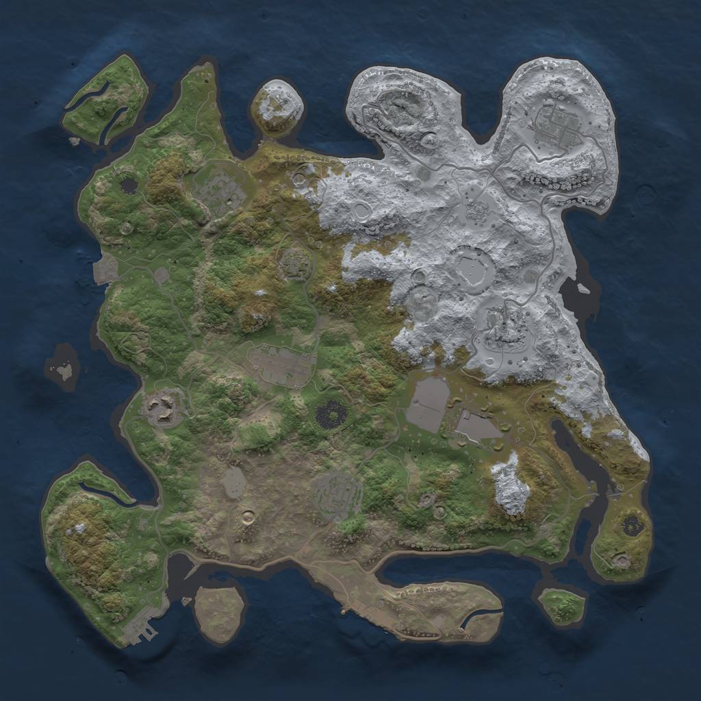 Rust Map: Procedural Map, Size: 3500, Seed: 1717051299, 15 Monuments