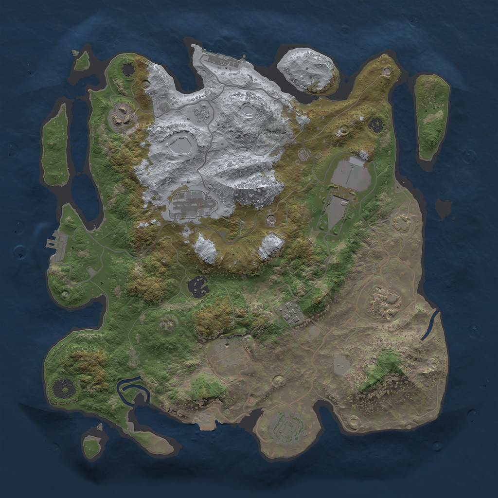 Rust Map: Procedural Map, Size: 3500, Seed: 119000249, 16 Monuments