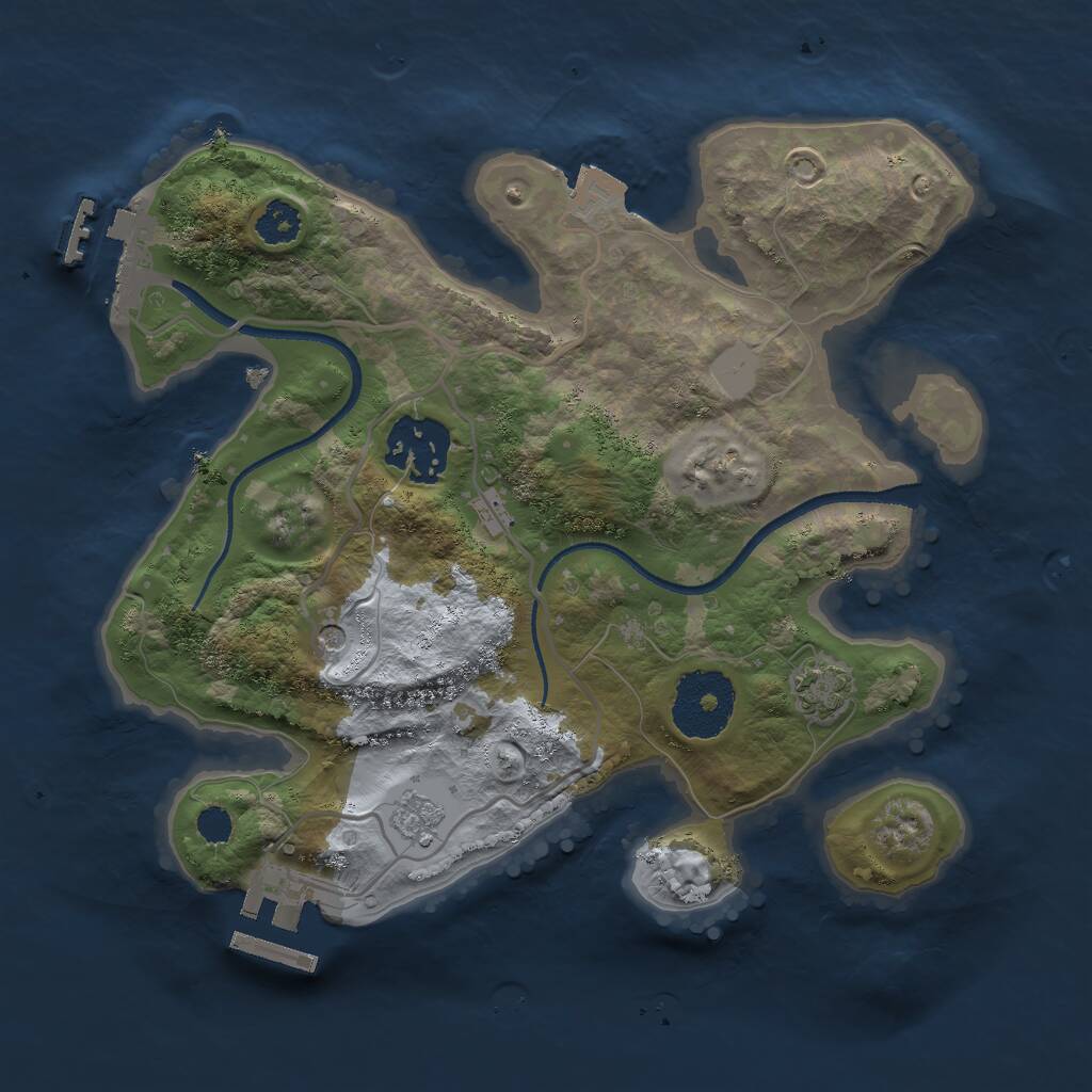 Rust Map: Procedural Map, Size: 2500, Seed: 23915, 7 Monuments